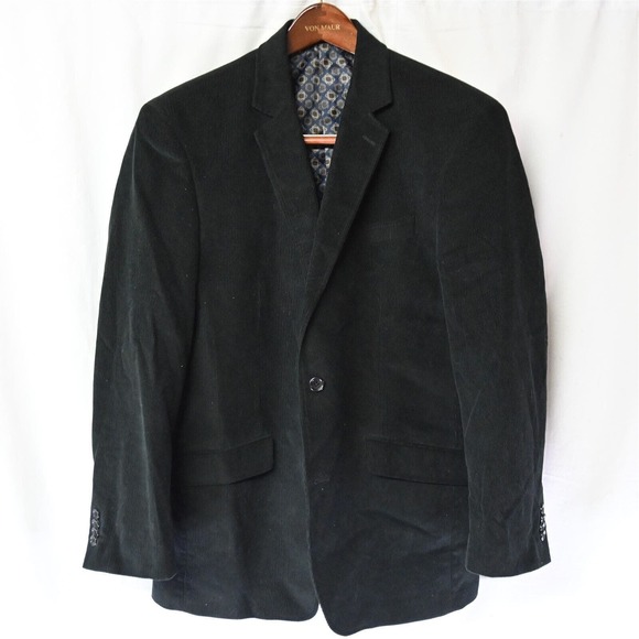 Michael Kors 38R Black Corduroy 2 Btn Blazer Suit Jacket Sport Coat‎ - Picture 1 of 10